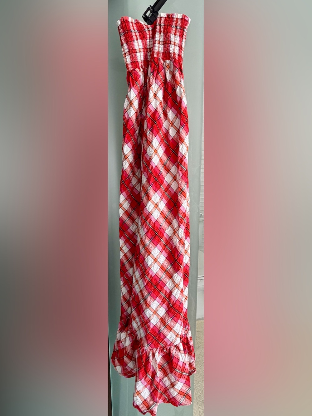 Moda International Red & Pink Plaid Maxi Dress